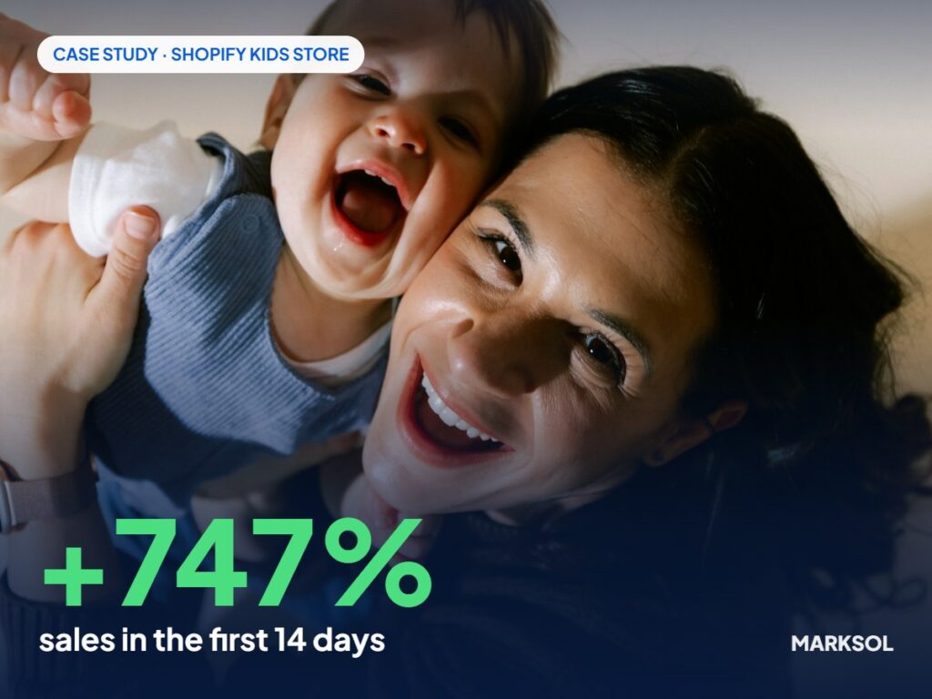 Happy mother and baby: MiniKo kids store case study, 747% more sales in 14 days